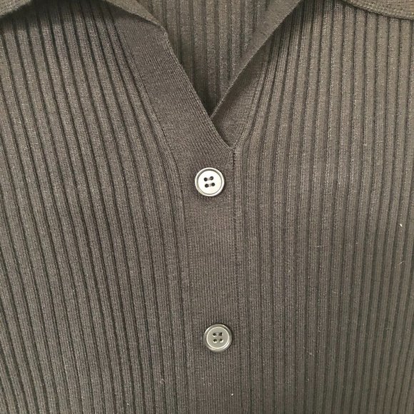 LONDON TIMES Long Sleeve Collared Button Front Dress Black Large - Picture 6 of 9